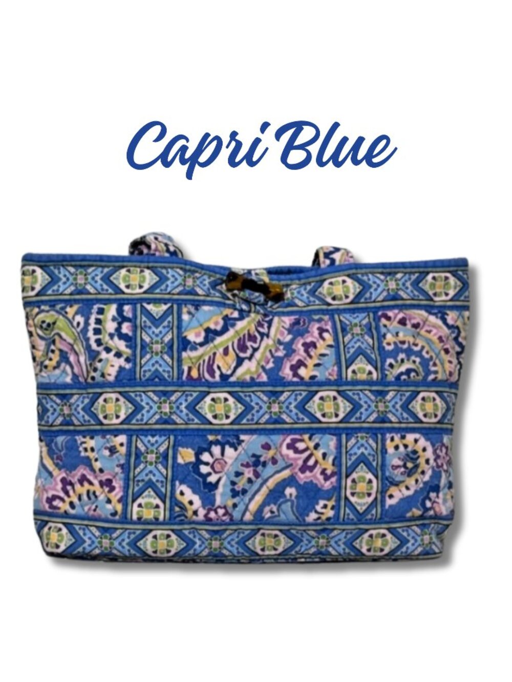 Vera Bradley Capri Blue Tic Tac Tote Retired Y2K Quilted Cotton Bag